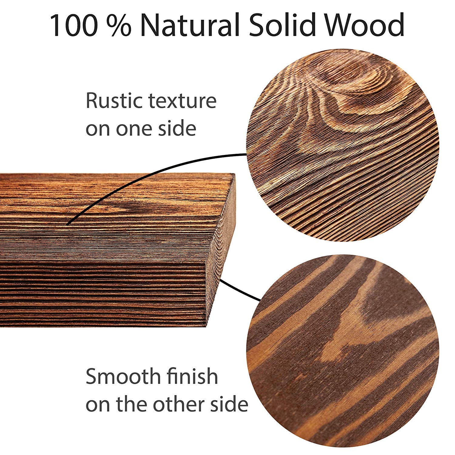 New England Wood Crafters Wooden Floating Shelves - Wall Decor for Home Kitchen, Bathroom, Bedroom - Rustic Pine Custom Office Organizer with Mounting Brackets - Set of 3 (7.5x1.5)(Early American, 36)