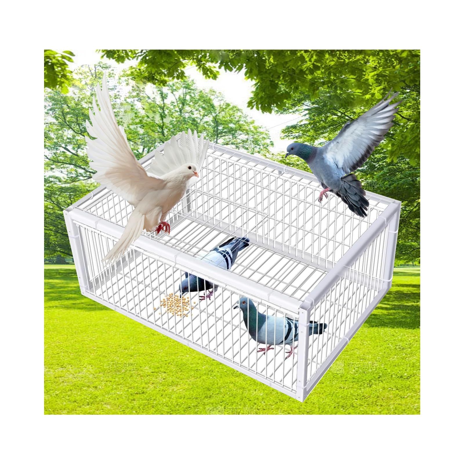 Montaje portátil al Aire Libre for Jaula de Palomas Trampa for pájaros con Entrada unidireccional, Trampa antiescape, portátil y fácilmente expandible(White,60 * 40cm)