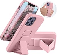 Vista 90 de Funda de silicona con soporte de LAUDTEC compatible con iPhone 7/8/SE, soporte de metal con soporte de pie vertical y horizontal, cubierta flexible