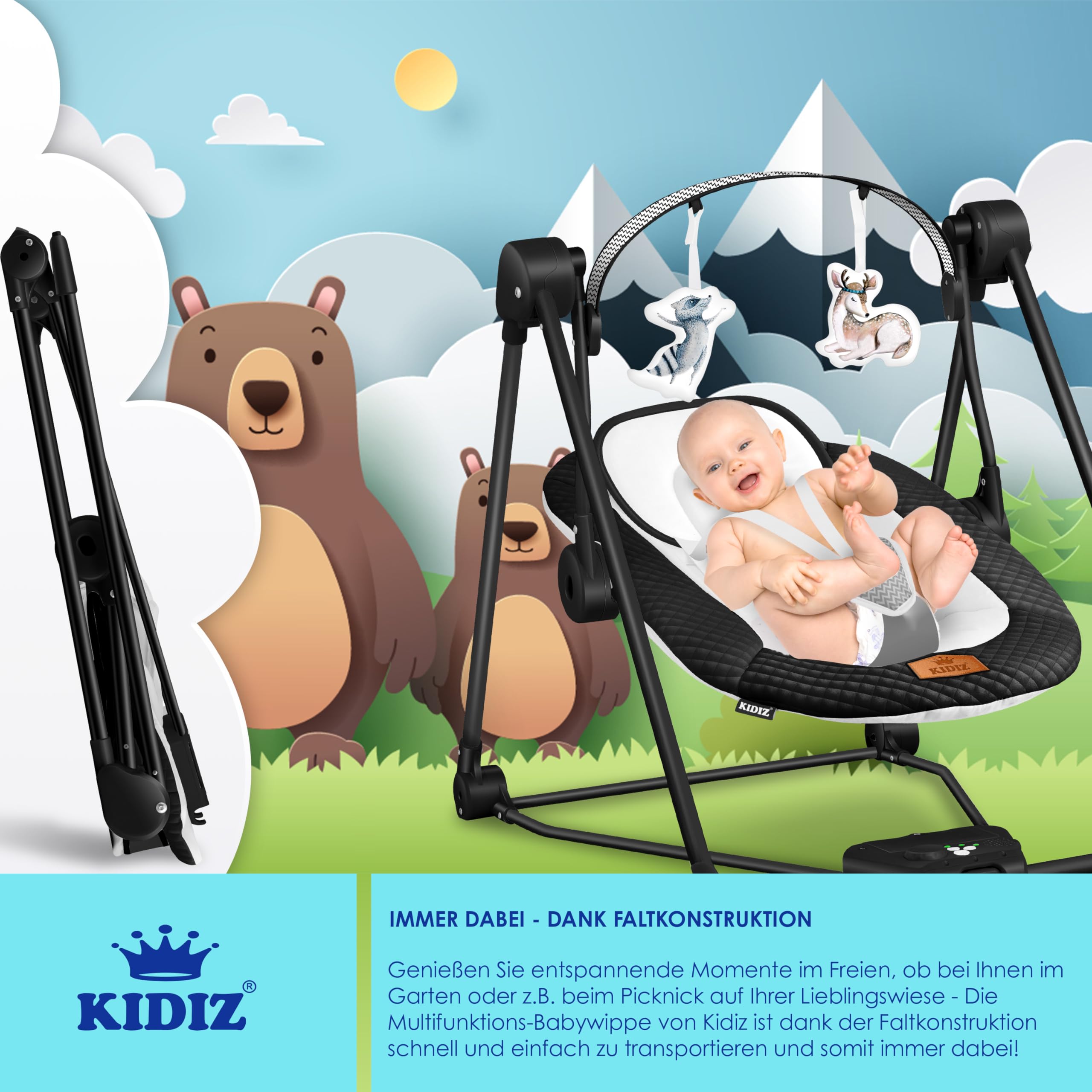 Wipstoel - Babyschommel - Baby Swing - max 9kg - Groen - KIDIZ