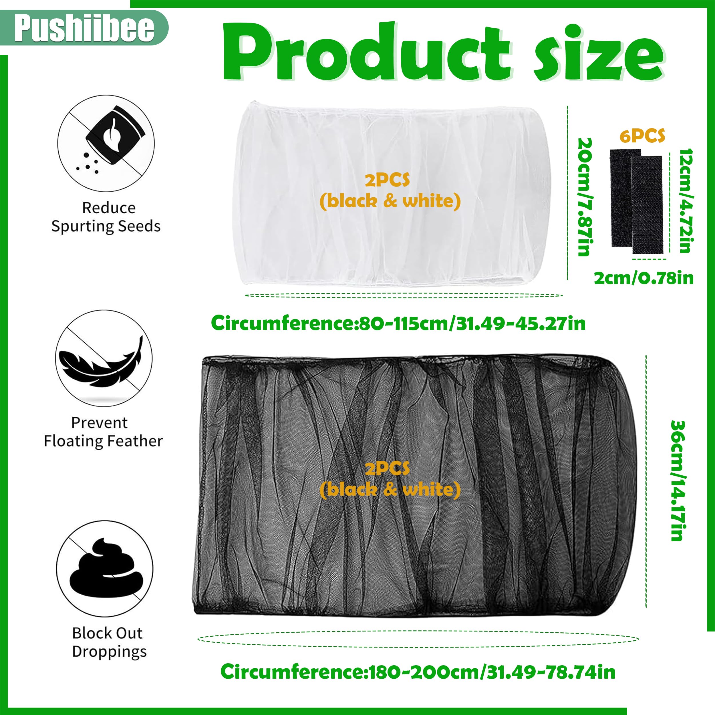 Copertura Gabbia Per Uccelli, 4 Pezzi Raccoglisemi Per Gabbia con Velcro, 2 Misure Rete In Nylon Riutilizzabile Per Pappagalli Copri Gabbia Per Gabbie Rotonde e Quadrate