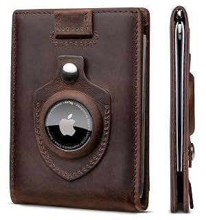 SERMAN BRANDS RFID Blocking Slim Bifold Genuine Leather Minimalist Front Pocket Wallets for Men with Money Clip Thin Mens - Amazon product rated Grade B