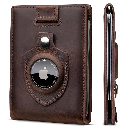 SERMAN BRANDS RFID Blocking Slim Bifold Genuine Leather Minimalist Front Pocket Wallets for Men with Money Clip Thin Mens
