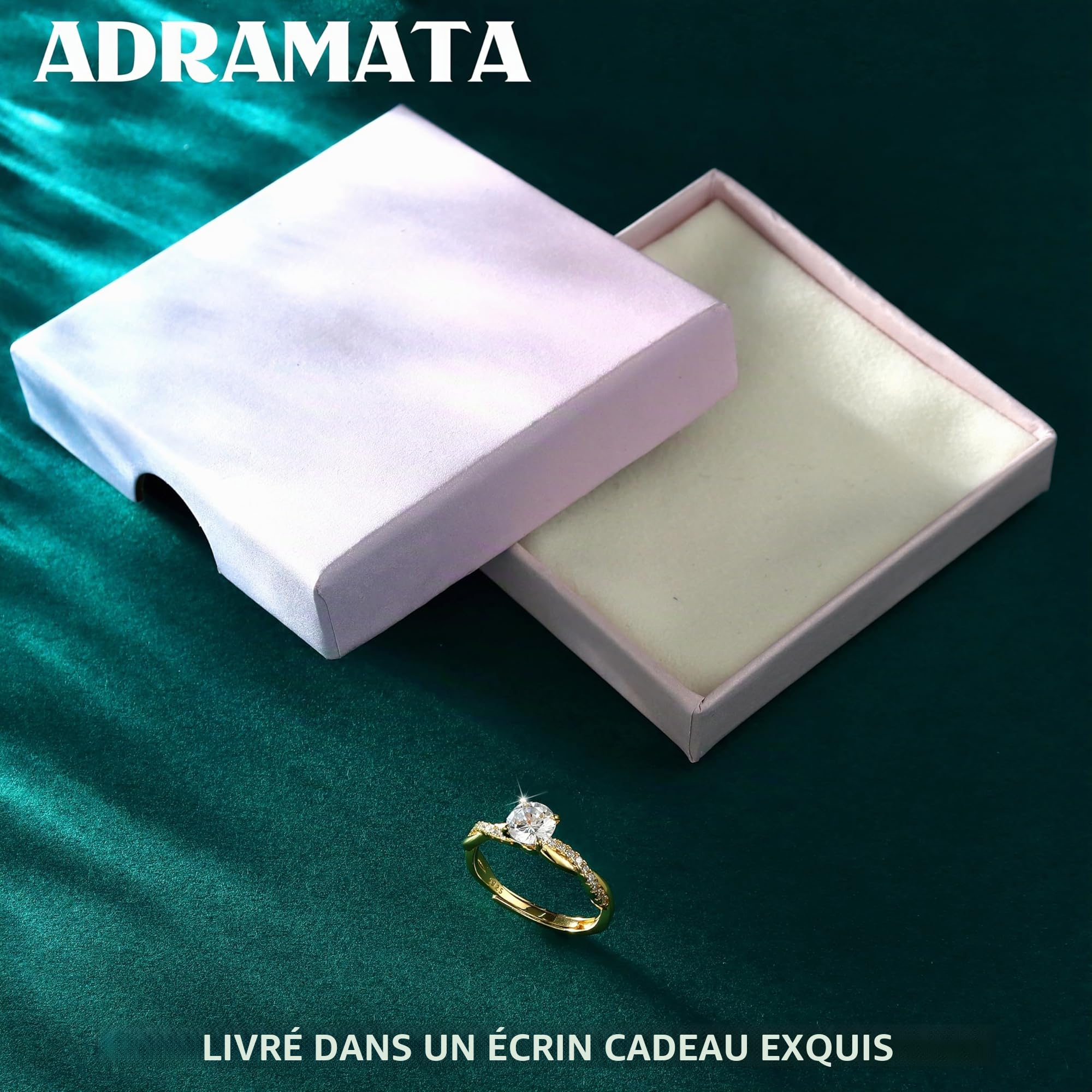 Adramata Bague Argent 925 Femme Reglable Bague Zircone Cubique Alliance Femme, Bague de Fiancailles Bague Promesse Mariage Bague Pouce Argent/Or Bague Femme Cadeaux de Bijoux