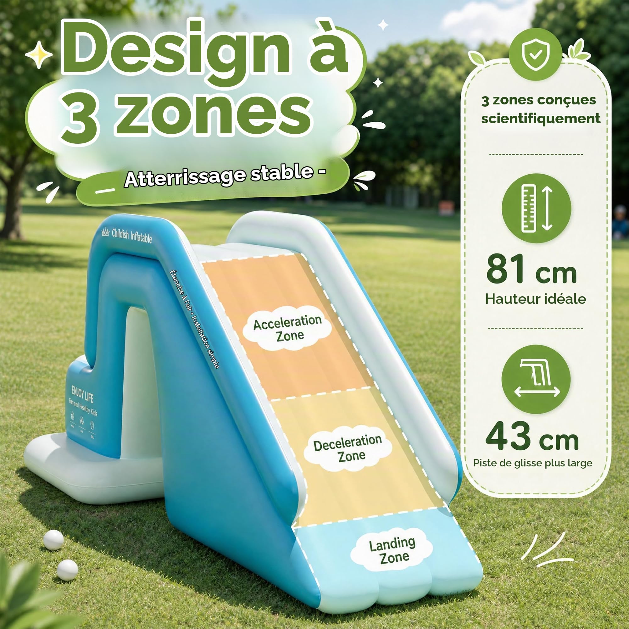 Toboggan Gonflable de Piscine, Toboggan Aquatique Hors Sol en PVC, Famille et Enfants, Jouet de Jeu avec gonflage Rapide pour Jardin, 72 × 33 × 33 Pouces