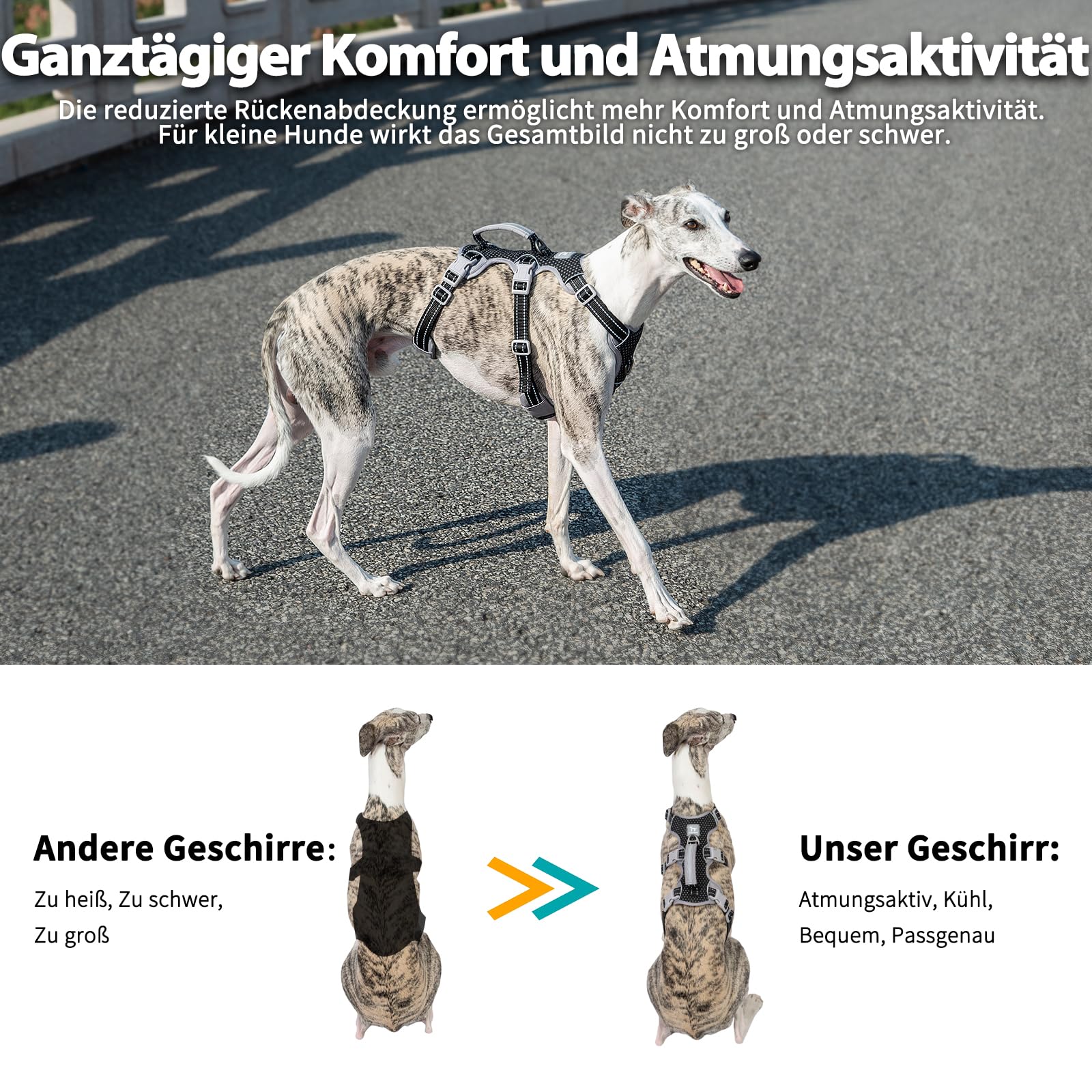 Huntboo Ausbruchsicheres Hundegeschirr, Sicherheitsgeschirr für Hunde, Vollständig Reflektierendes Geschirr mit Griff, Atmungsaktiv, Verstellbare Weste für Kleine Hunde, die Gehen (Schwarz, S)