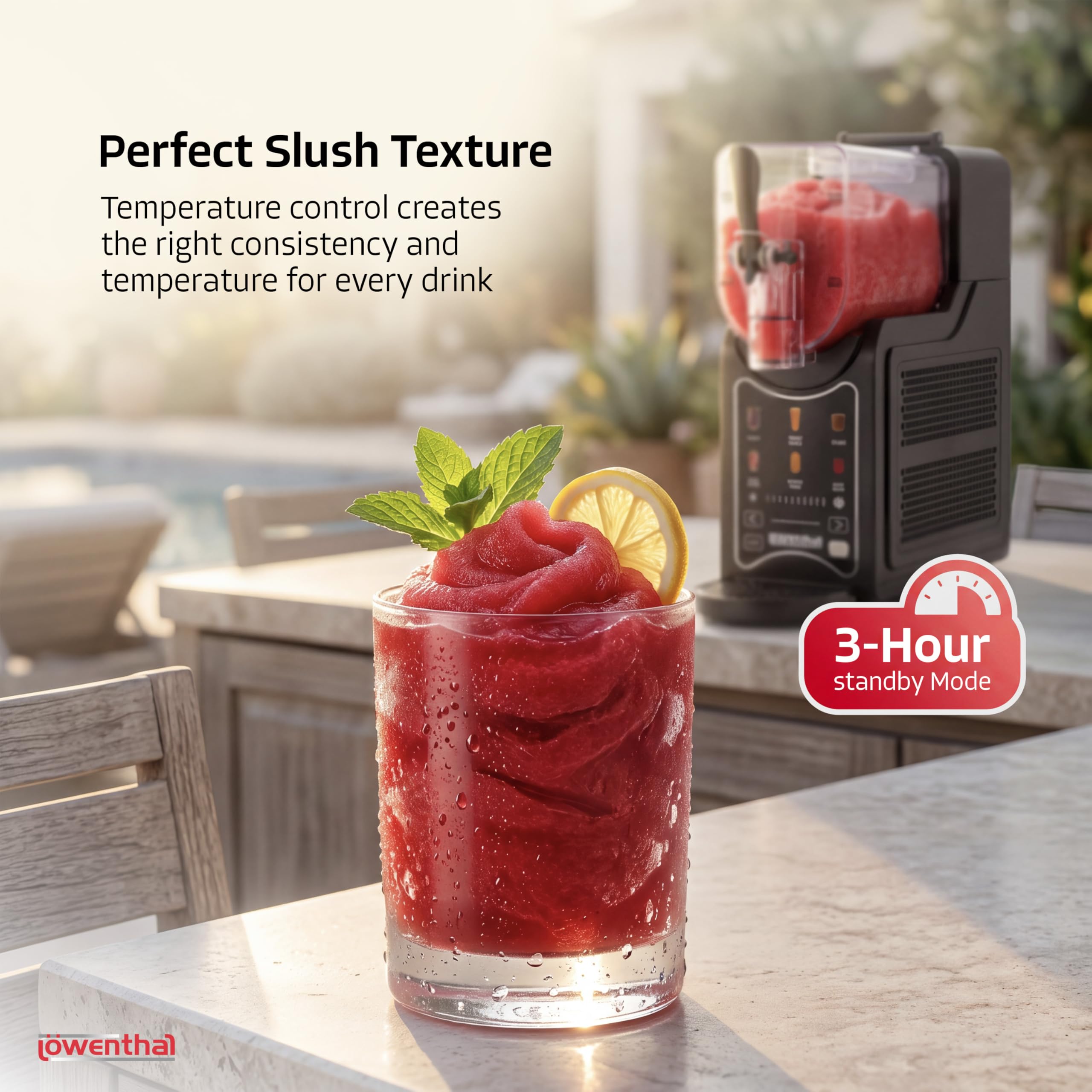 Silvergear® Machine à Granité 2,6 L | Machine à Slush sans Glaçons | 6 Programmes pour Granité, Frappé & Milkshake | Contrôle Température & Rinçage | 46×16×41 cm | Noir Inox