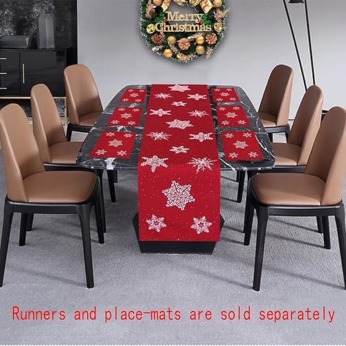 Miniatura 5 de Simhomsen - Camino de mesa bordado con copos de nieve para fiestas navideñas