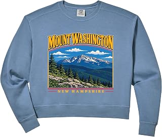 Women's Mount Washington New Hampshire Hiking Mt Wash Summit Club Comfort Colors Crop Sweatshirt