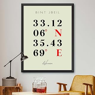 Map of Bint Jbeil, Lebanon, Multiline Coordinates Colored (8x10)