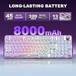 Clavier mécanique de jeu sans fil YUNZII X98 QMK/VIA avec bouton, clavier hot swappable tri-mode BT5.0/USB-C/2.4GHz, interrupteurs pré-lubrifiés, rétroéclairage RGB pour Windows/Mac (Violet, interrupteur cristal)