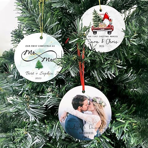 Miniatura 28 de Adornos de Navidad personalizados 2025 con cualquier imagen, adorno acrílico para colgar fotos – con mis propias fotos – Adornos de imagen