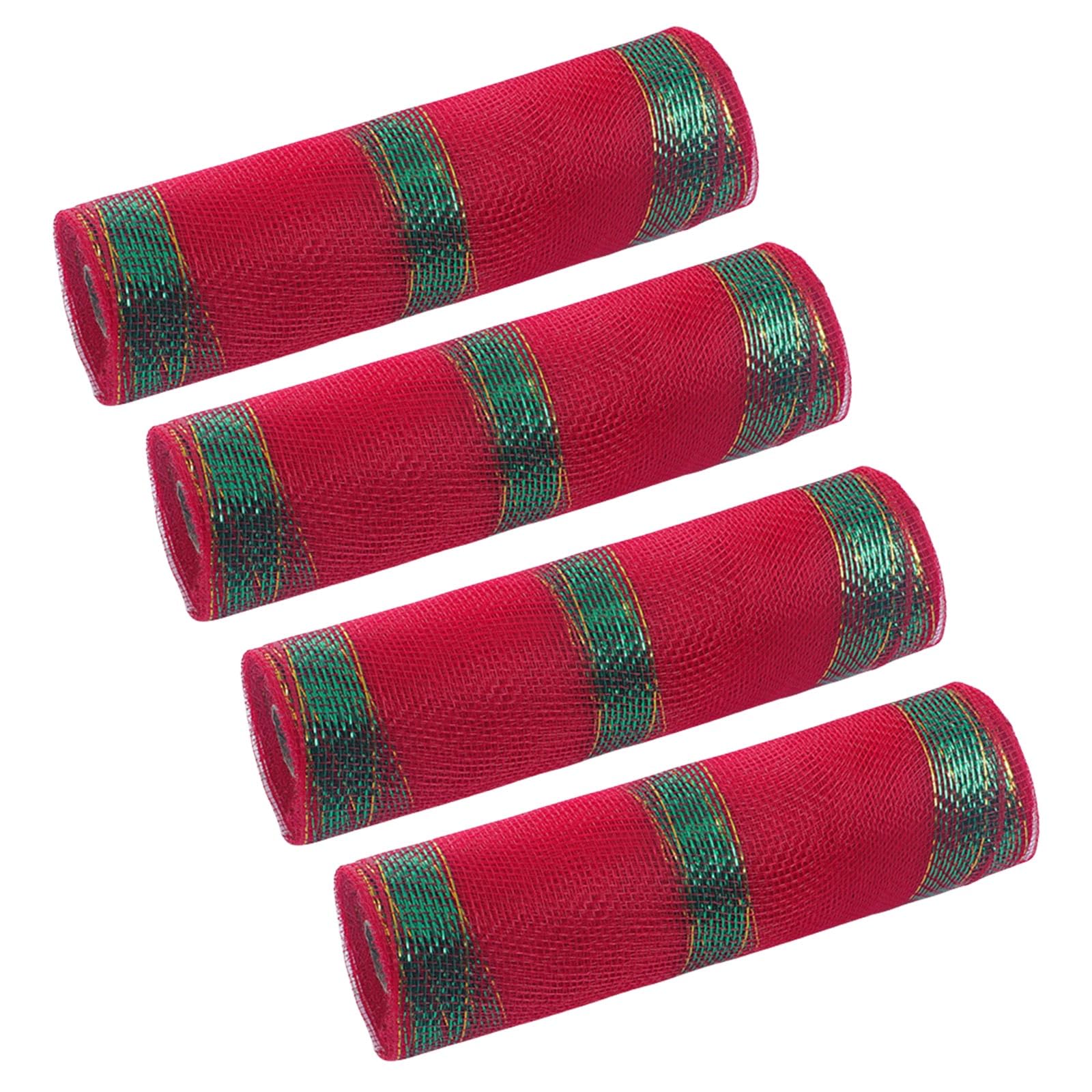 TFAOYS Of 4 Practical Meshes for Christmas Tree Adornment Suitable for Crafting Bowknot Wreaths and Holiday Arrangements Bowknot Making Materials