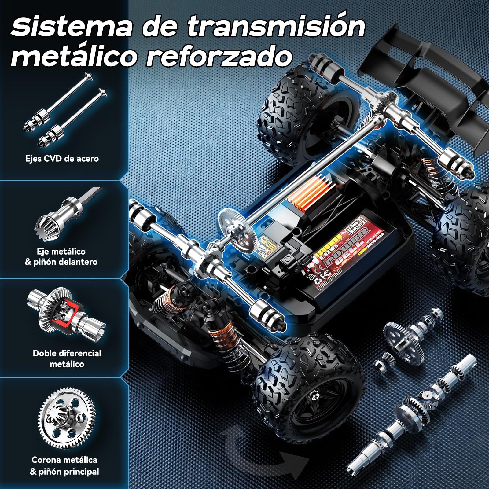 Coche Teledirigido Adulto 1:18 4x4 Todoterreno, RC Car 40 km/h con Doble Batería 1200mAh, Transmisión Metálica Completa y Velocidad Ajustable, Coche RC Radiocontrol Portátil para Exteriores