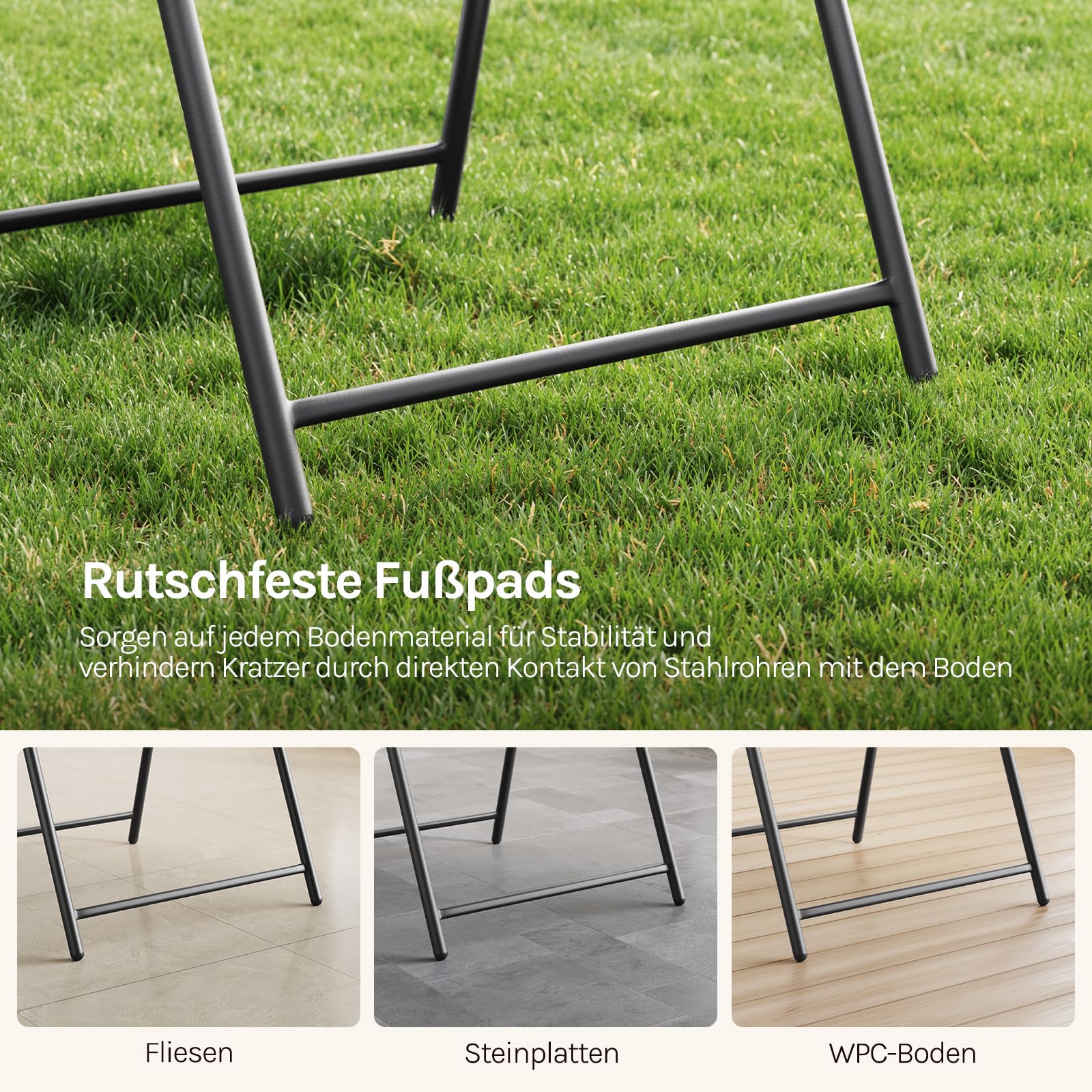 WOLTU Balkonmöbel 3 teilig Balkonstuhl Klappbar mit Balkontisch Runder Bistrotisch mit 2 Stühlen Gartenstühle bis 160 kg belastbar Wetterfest & Stabil, Gartenmöbel für Balkon Terrasse Garten, Schwarz