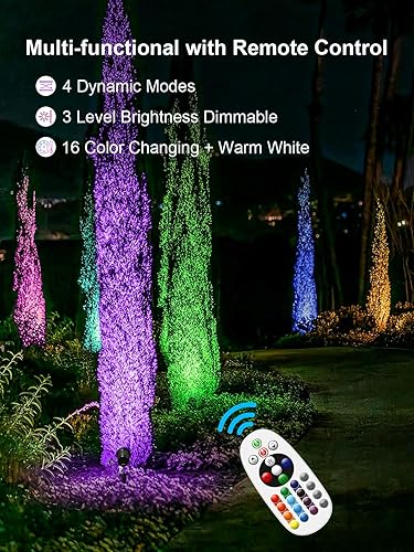 Miniatura 5 de ZUCKEO Kit de iluminación de paisaje RGBW todo en uno, luces de paisaje de bajo voltaje que cambian de color de 5 W con transformador y cable de 80