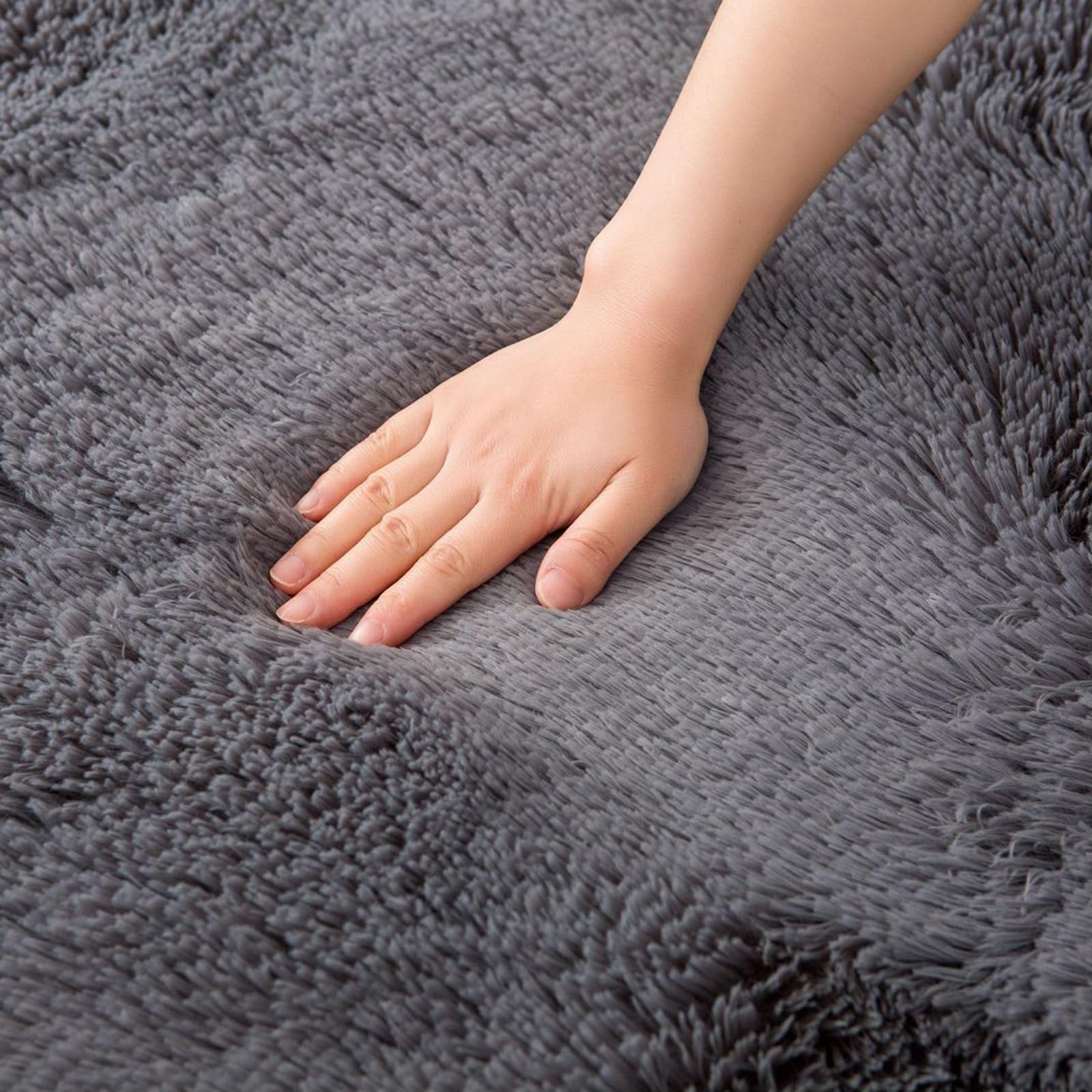 QUINZI Tappeto per soggiorno e camera da letto, morbido e morbido, antiscivolo, lavabile (grigio scuro, 180 x 270 cm)