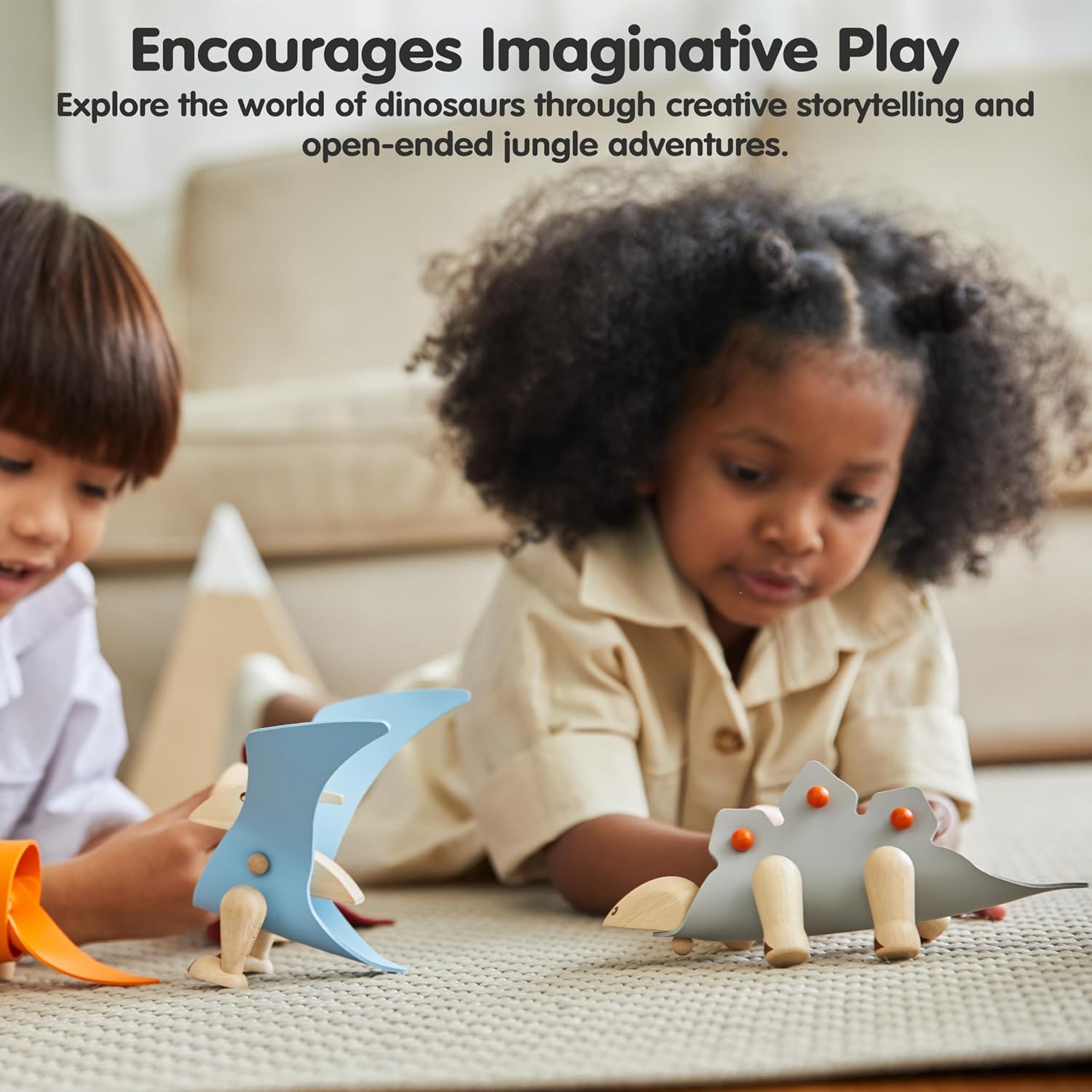 PlanToys® DIY Stegosaurus Wooden Montessori Dinosaur Building Toy | Educational STEM Construction, Fine Motor & Logical Thinking, Creative Play, Eco Friendly, Open Ended Learning Activity