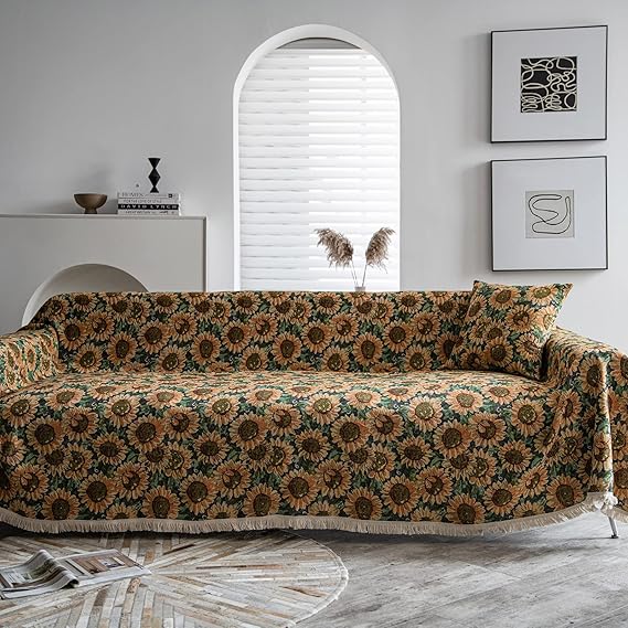 VClife Jacquard Couch Cover Soft Polyester Boho Yellow