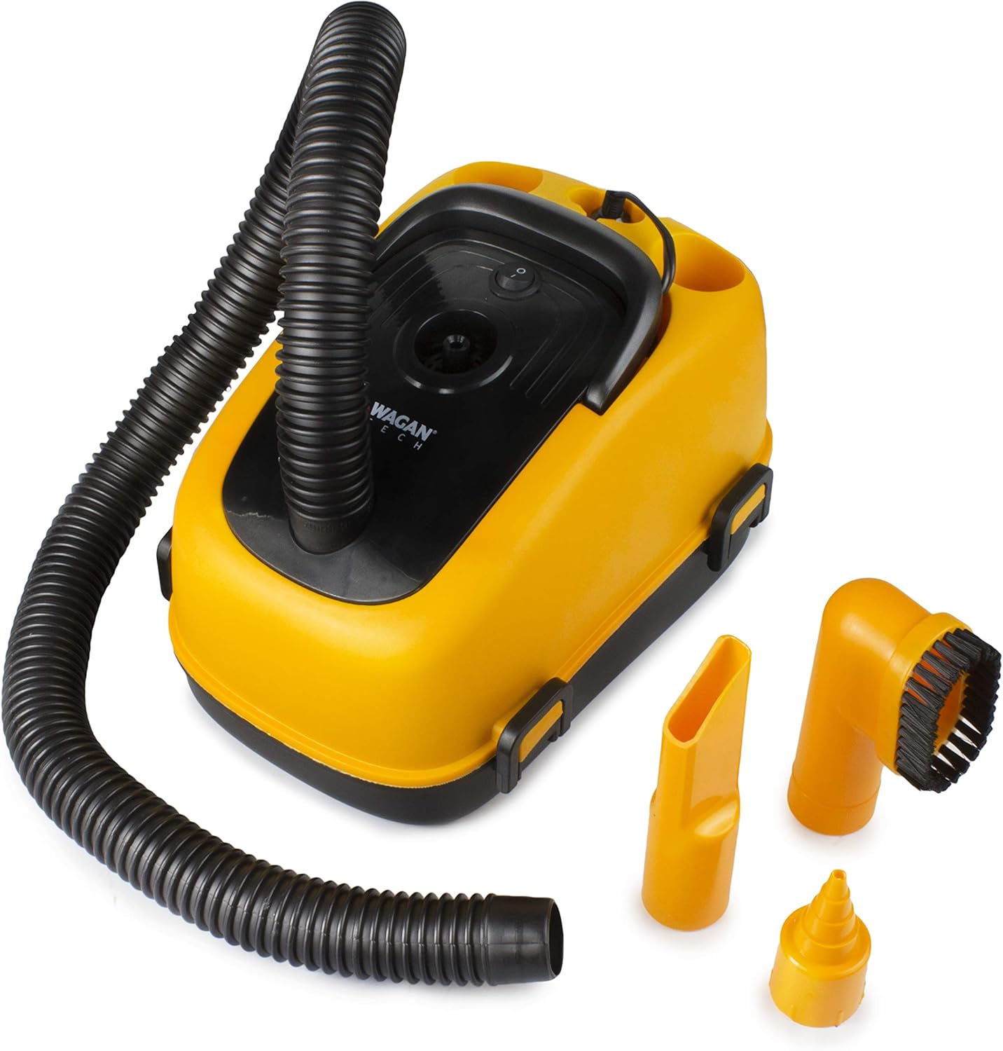 Wagan EL7205 12V Wet/Dry Auto Vacuum Cleaner for Vehicles with 40-inch Flexible Hose and 3 Nozzles, Inflate Function for Pool Toys, Air Mattress, Yellow, Black : Automotive