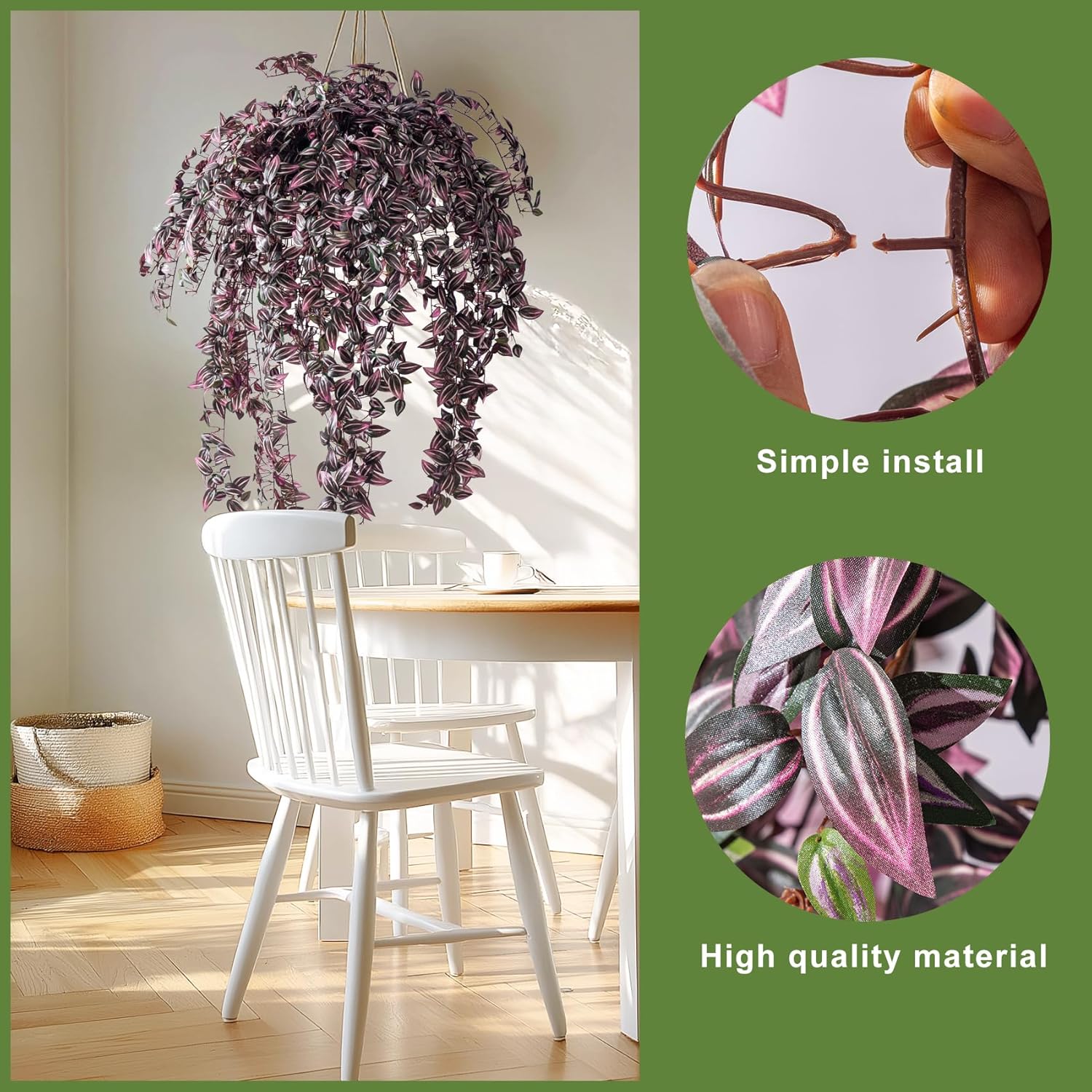 4PCS Fake Plants Decor,Artificial Watermelon Vine for Home Decor Indoor,Fake Ivy Plants Realistic Faux Plants Indoor for Home Living Room Bedroom Office Decoration