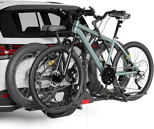 Portabicicletas de Enganche, Sin Bamboleo Inclinación Inteligente Plegable Portabicicletas de Coche para Bicicletas Estándar y de Neumáticos