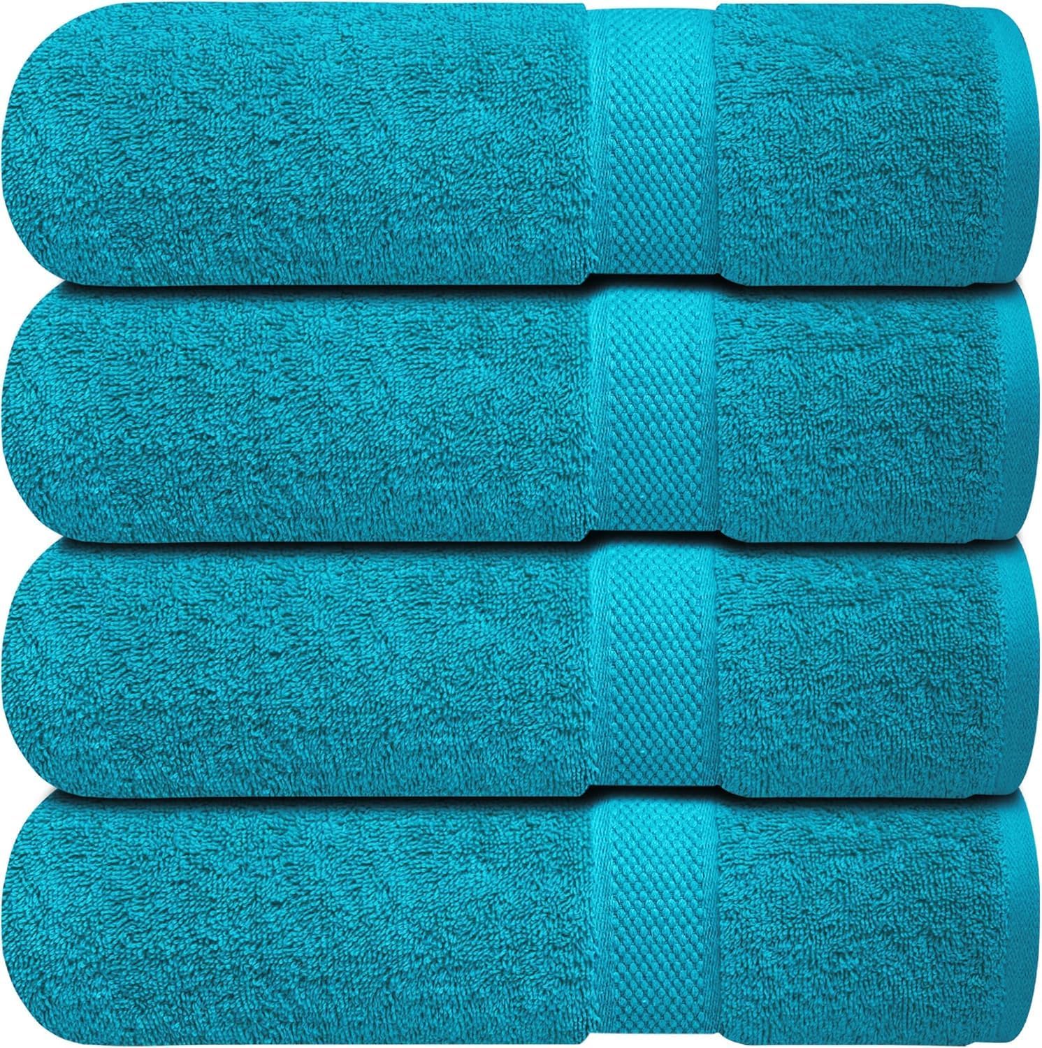 Infinitee Xclusives Bath Towels Set of 4 (70x140 cm) - 100% Cotton, Super Absorbent, Quick-Dry Towels for Bathroom, Spa, Gym & Hotel |Serene Teal|