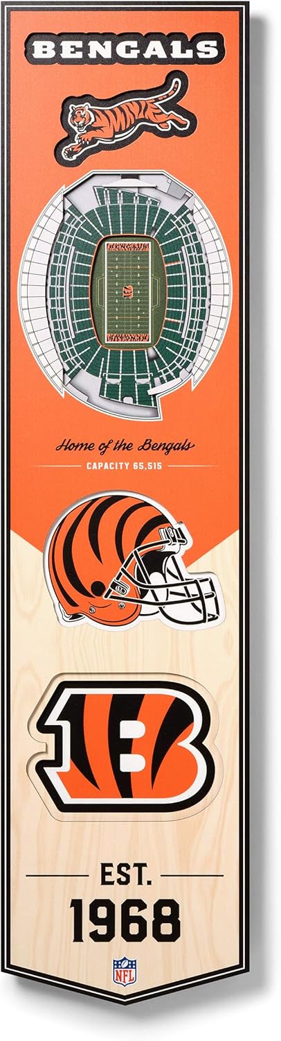 YouTheFan NFL 3D Stadium Banner, 8 x 32 Inches Cincinnati Bengals