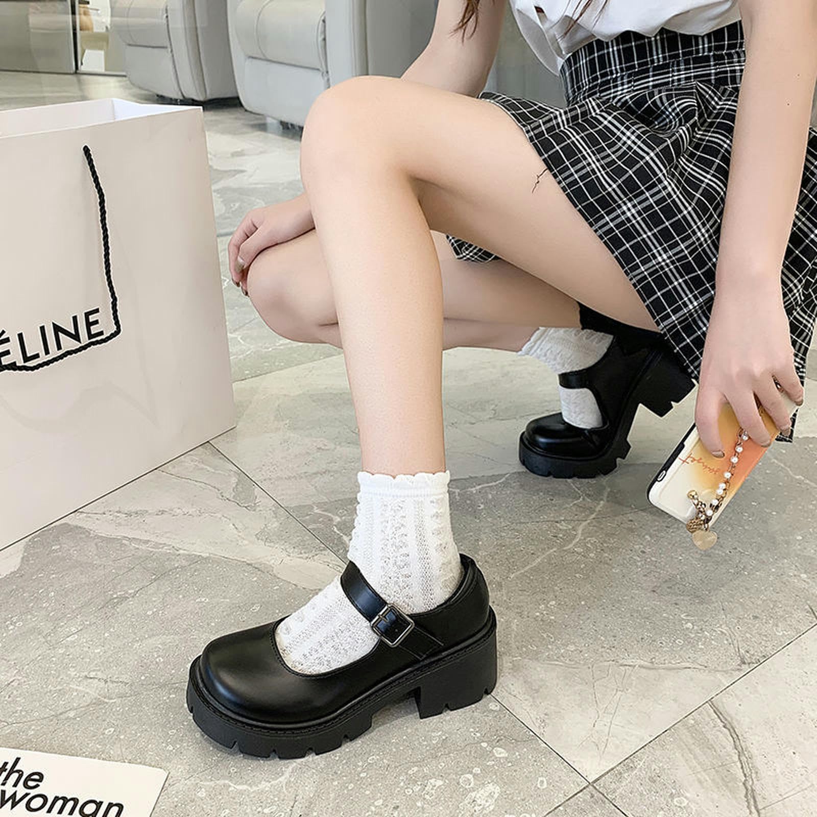 Lolita Chaussures Mary Jane à talons hauts et bout rond pour femme Noir