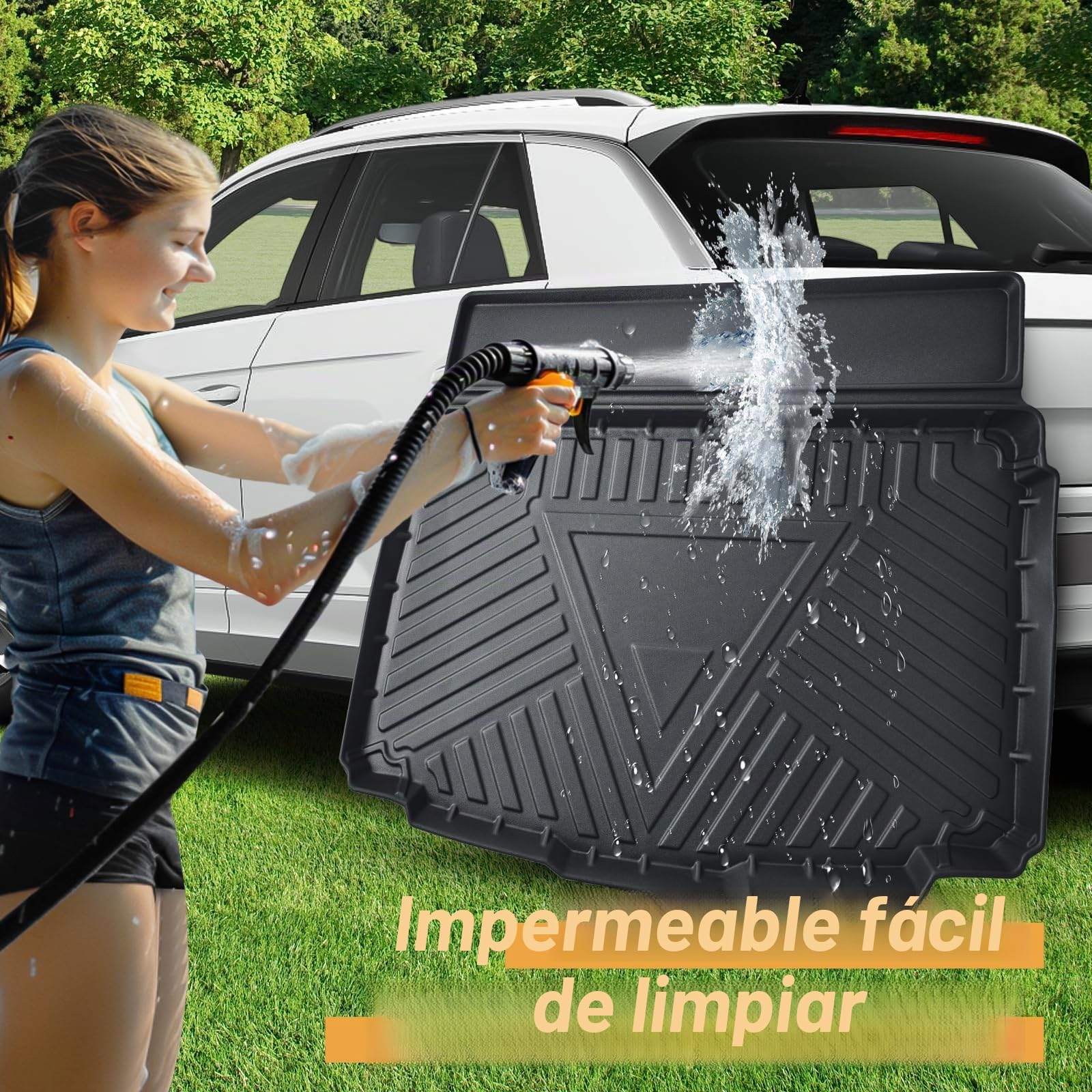 ECOZEN Alfombrilla Maletero 3D para VW Tango ROC 2018-2025 TPE (Inferior) Alfombrilla de Goma para Maletero, Impermeable Antideslizante, Borde Alto, Todo Clima, Alfombrilla Maletero para VW T ROC