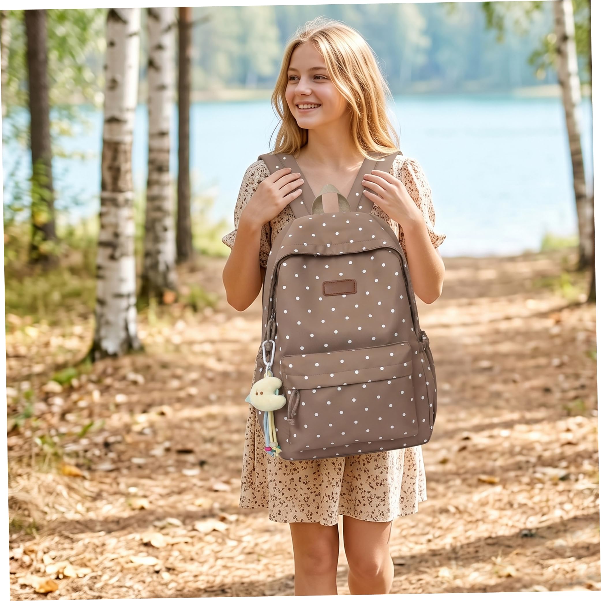 Mochila de lunares, mochila escolar ligera y linda para niña