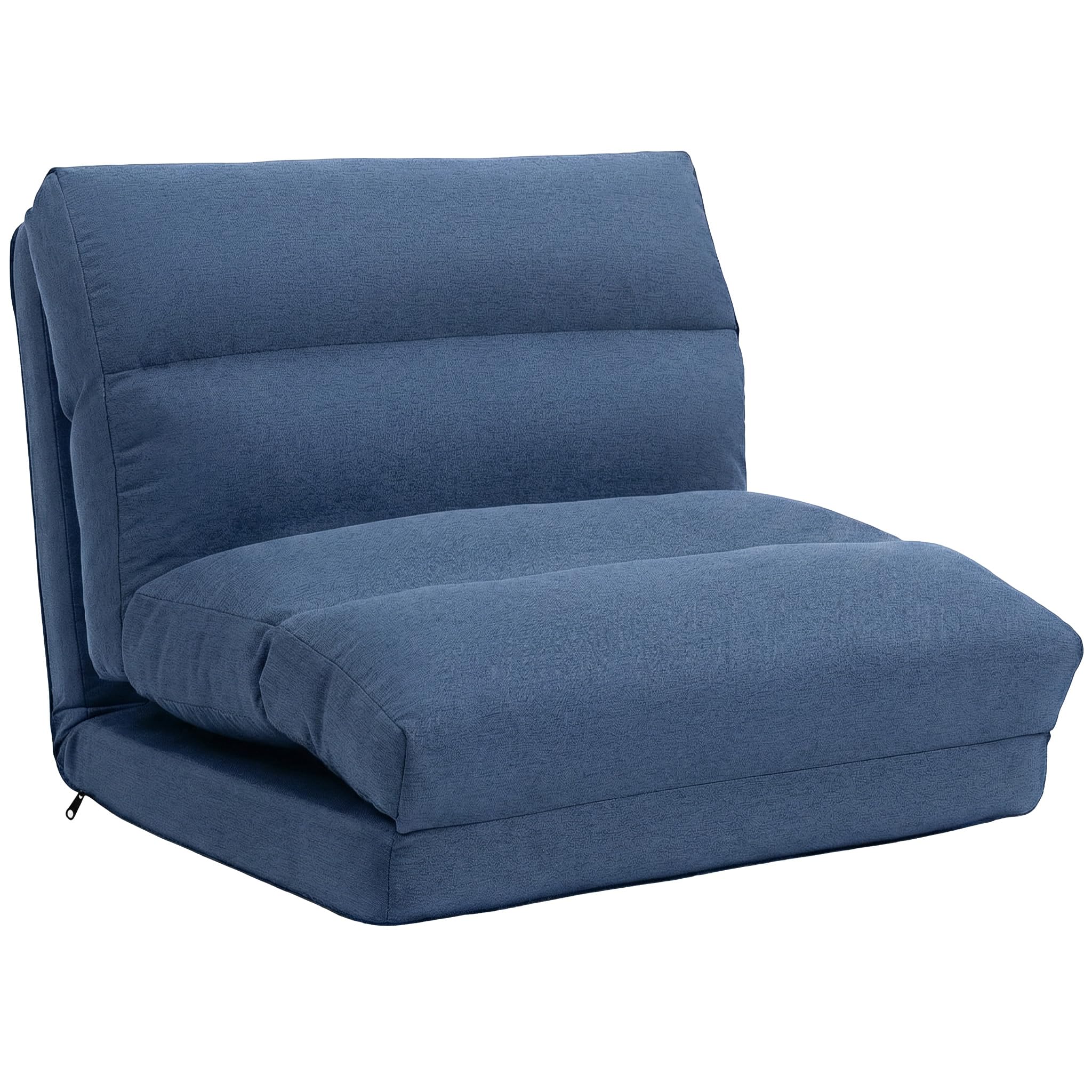 HOMCOM Canapé Paresseux Chauffeuse 1 Place, Fauteuil Paresseux Convertible en Lit, Fauteuil Salon avec Dossier Inclinable sur 5 Positions, Charge 120 kg, pour Salon Chambre Bureau, 70x72x56cm, Bleu