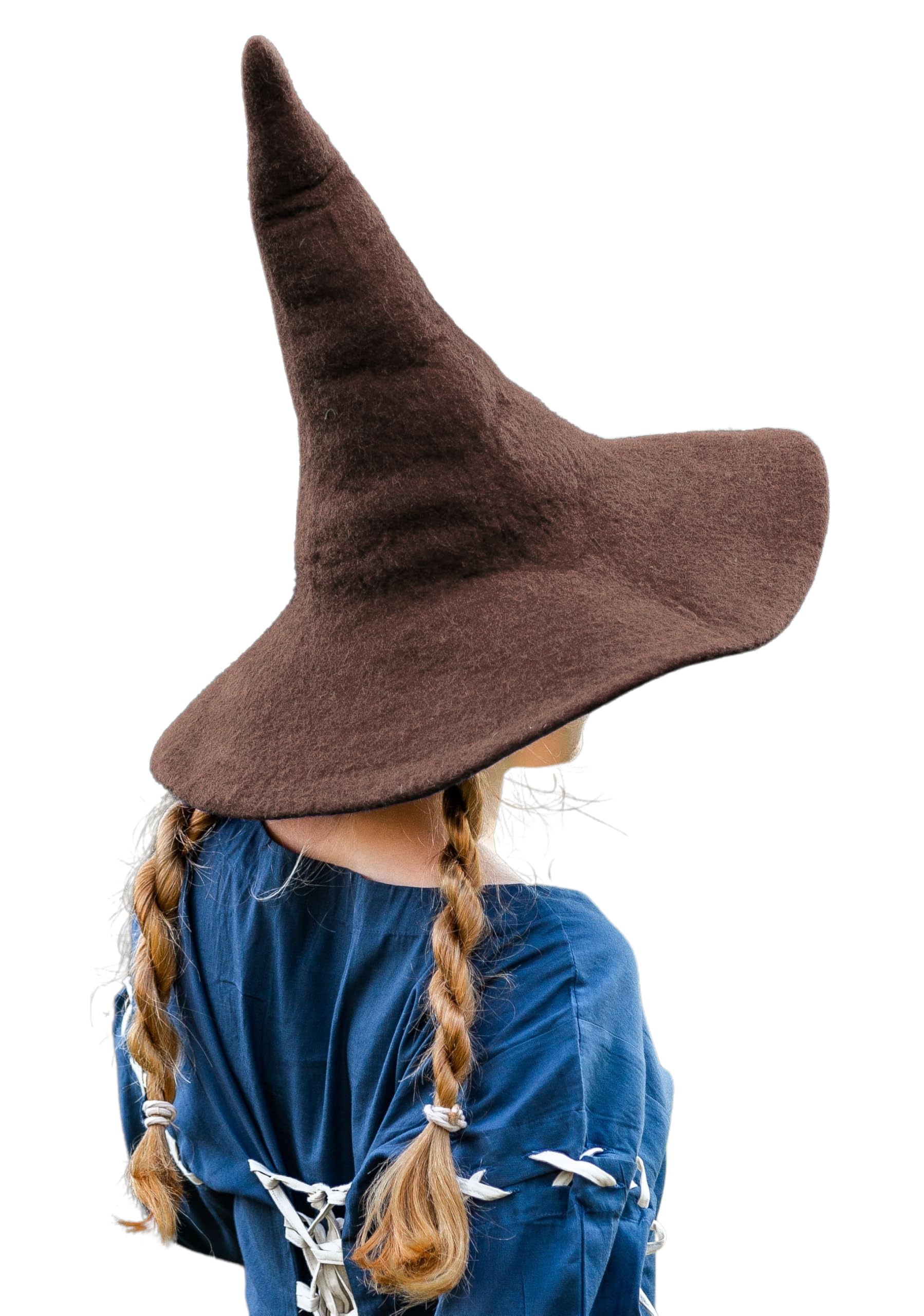 Leonardo Carbone® Agata Witch Hat - Witch Costume, Medieval Clothing Headgear, Brown Wool Felt, Women's Halloween Costume, LARP Accessory