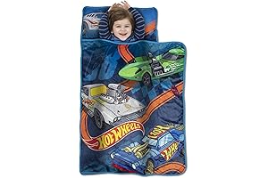 Hot Wheels Race Car Toddler Nap Mat with Bonus Carry Bag for Boys and Girls