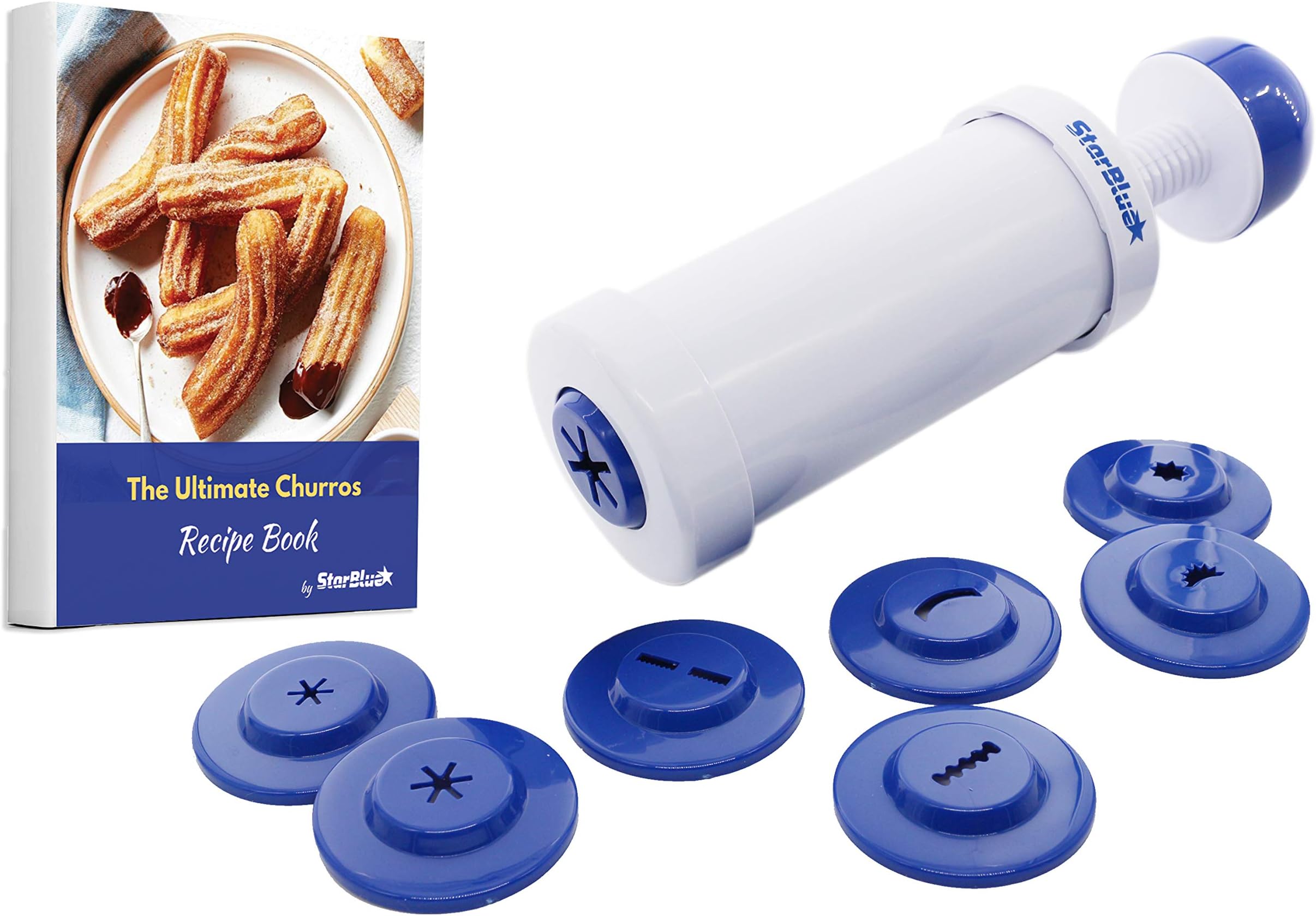 – Churrera Churro Maker with FREE Recipe e-Book - Easy Piping Nozzle Tool for Deep Fry Churro in 8 Difference Shapes