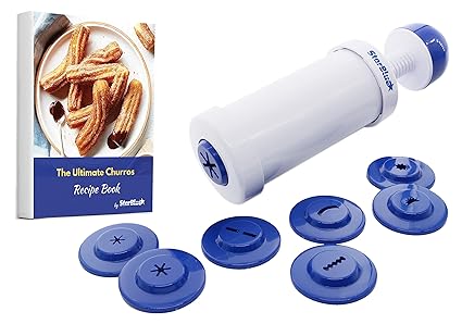 Churrera Churro Maker by StarBlue with FREE Recipe e-Book - Easy tool for deep dry churro in 8 difference shapes