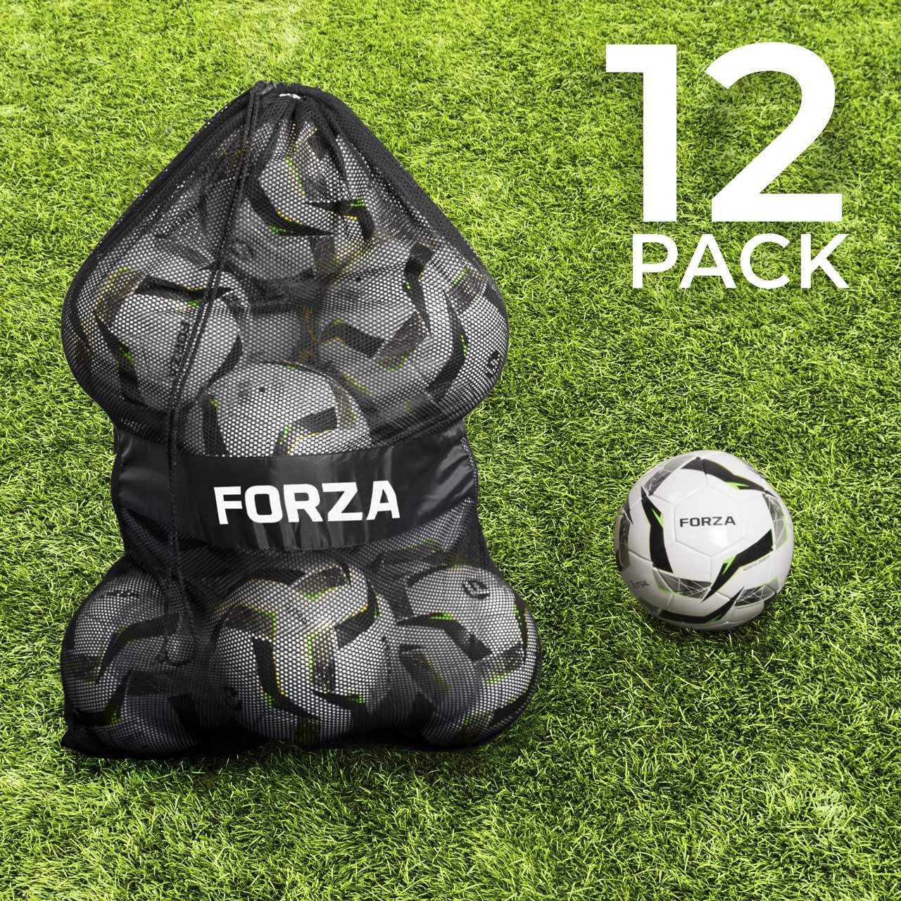 FORZA Pallone Da Calcio E Borsa - Set Di Palloni Di Varie Taglie | Palla Calcio Con Sacco In Rete Incluso | Ampia Gamma Di Palloni Per Partite, Competizioni Ed Allenamento | Attrezzatura Calcio