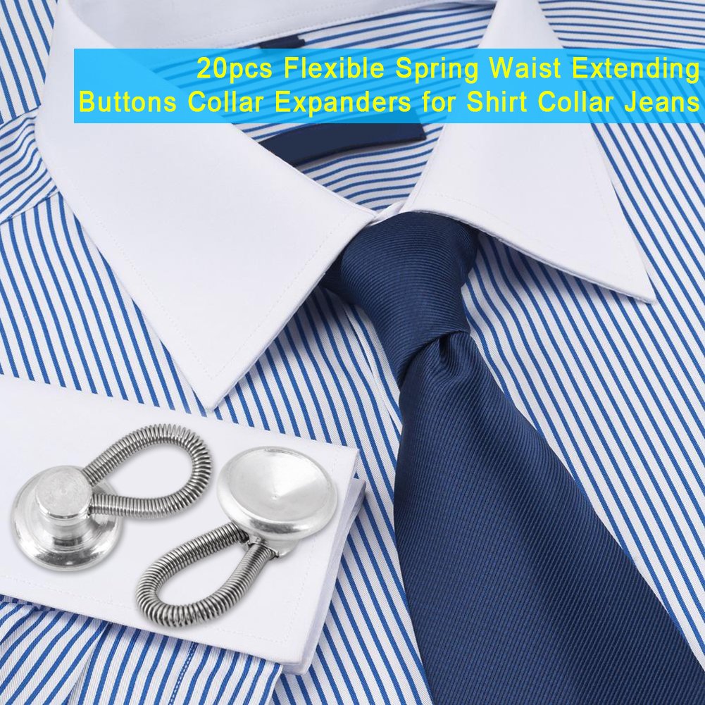 Estensore per colletto per camicia da uomo con estensore per colletto elastico per camicie, estensori per bottoni per abiti formali e camicie (confezione da 8