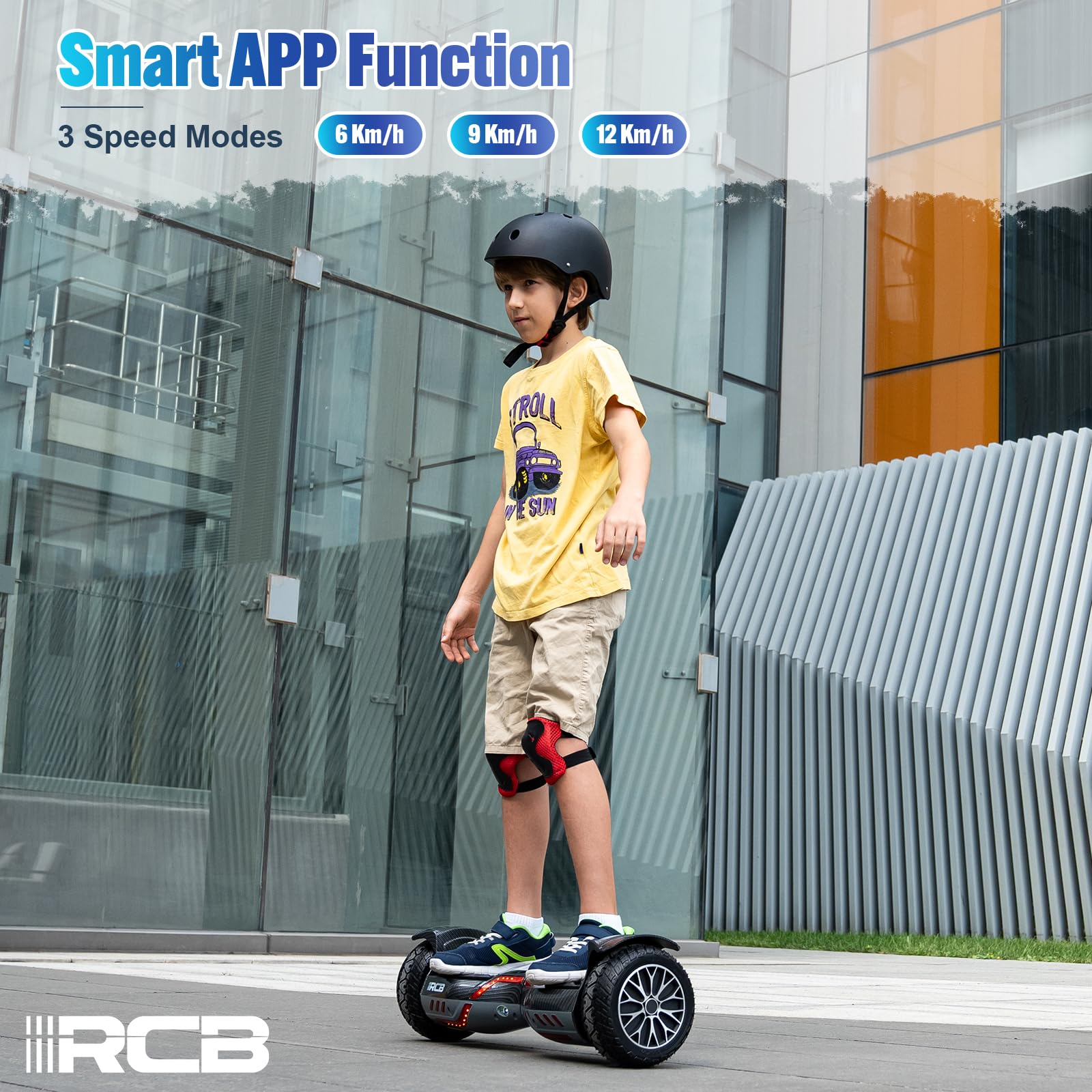 RCB 8,5 Zoll All Terrain Hoverboard mit LED Lichtern, SUV Hoverboard mit Bluetooth-Lautsprecher und App,Balancing Scooter für Kinder und Erwachsene
