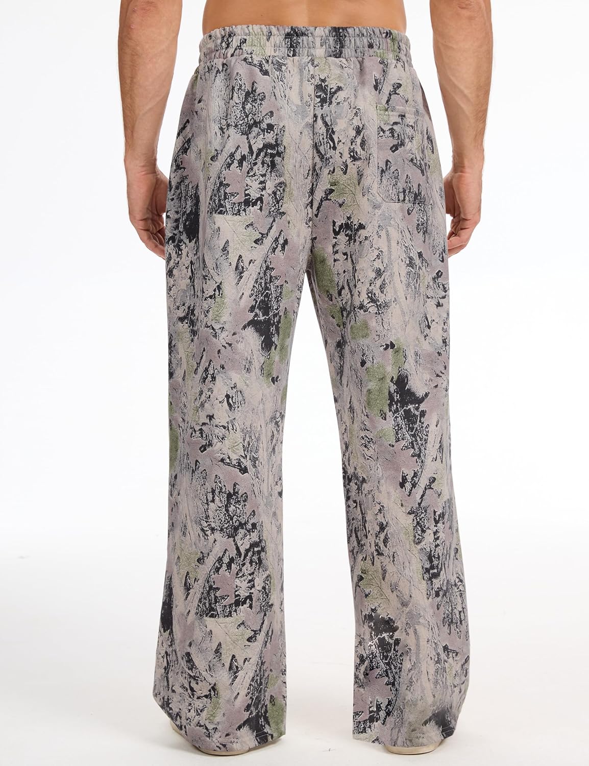 Mens Baggy Camo Sweatpants Open Bottom Elastic Waisted Wide Leg Fleece Joggers Loose Sweat Pants wtih Pockets - Image 2