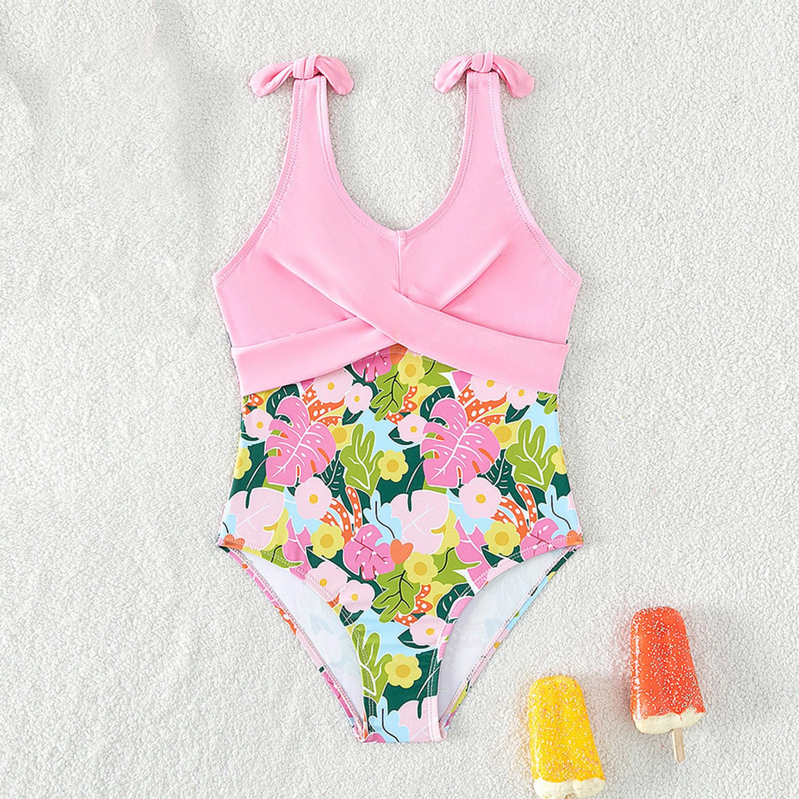 MäDchen Traje de baño de dos piezas de una pieza para niñas, bonito traje de baño, verano, estampado floral, playa, deporte, baño