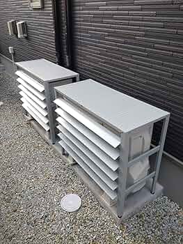 アルミ製エアコン室外機カバールーバー方向可調整Mライトグレー Amazon | TOP・STAR 実用新案登録 アルミ製 排気ルーバー方向