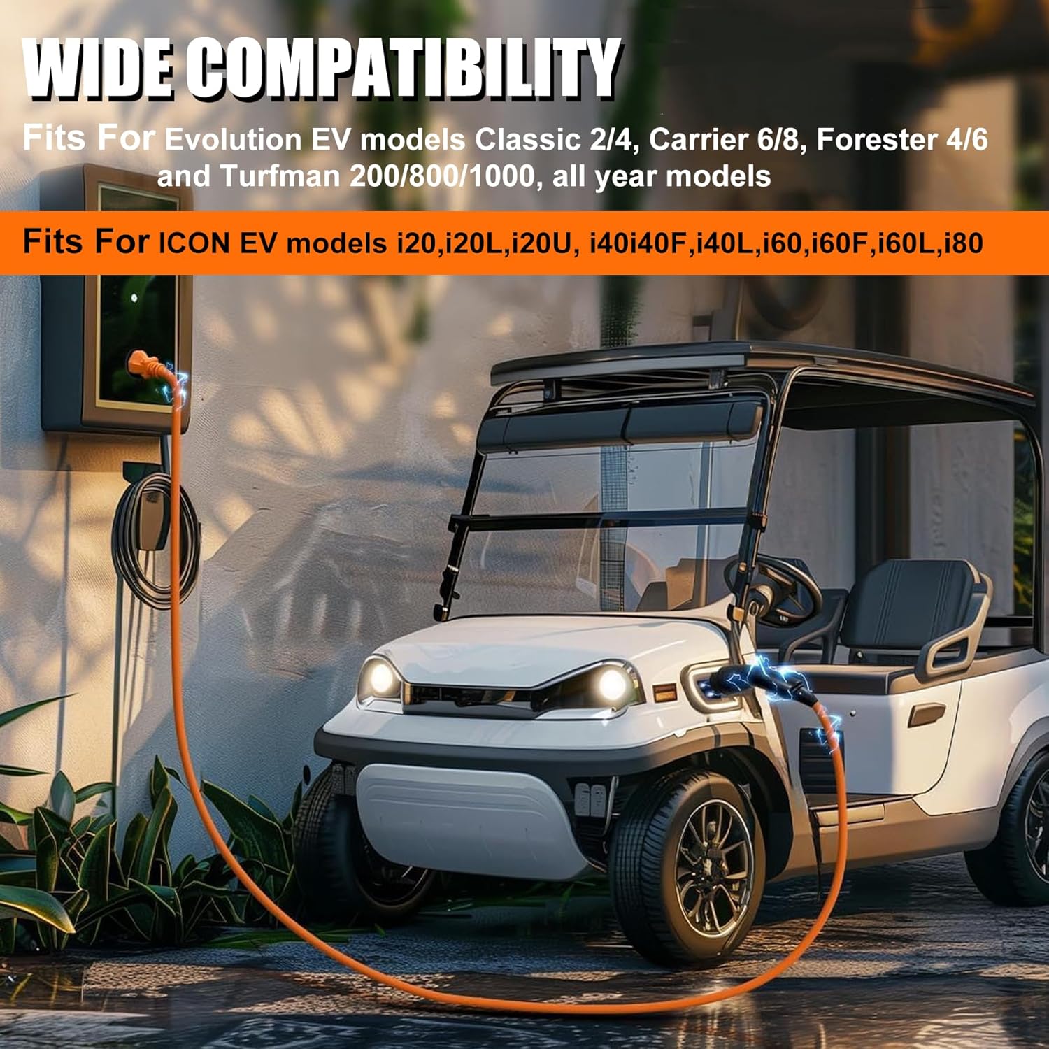 2.04.0620 Golf Charging Power Cord Fits for Evolution Golf Carts 120V 3 Pin Golf Cart Power Cord