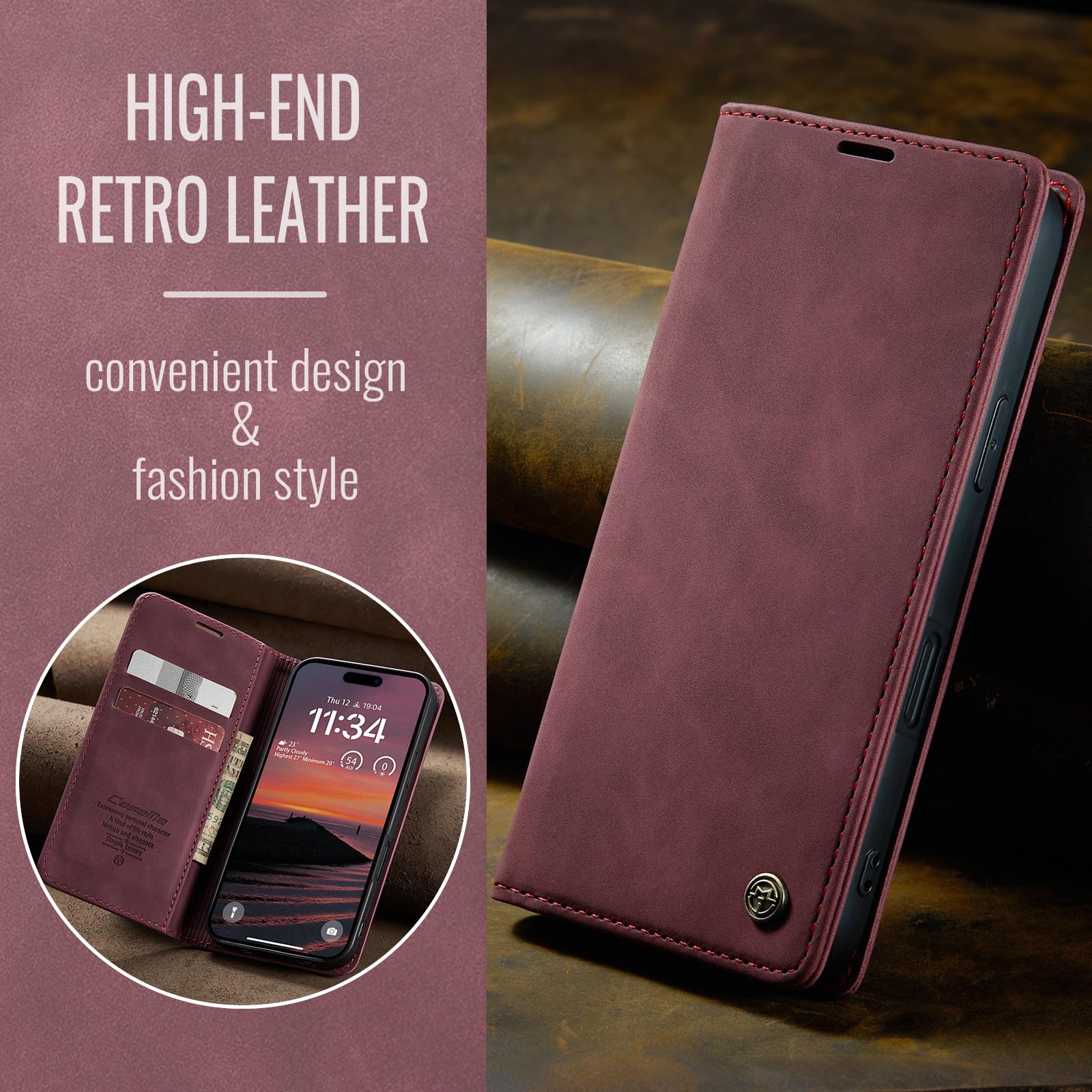 Telefono Custodia Per IPhone 17 Pro Max 17 Air 16 15 14 Pro Max Xr Xs 8 7 Plus Cover Flip Con Slot Per Schede Chiusura P8907852