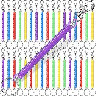 BBTO 120 Pcs Retractable Coil Spring Keychains Spiral Keyrings with Lobster Clasp Lanyard Cord Key Chain Holder Prevent Key Losing Cellphone Snap Hook (Colorful)