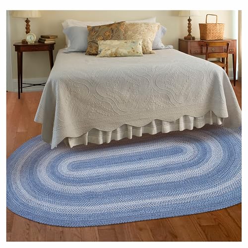 Homespice Denim Braided Oval Area Rugs Ideal as Blue Jute Rug 4x6'