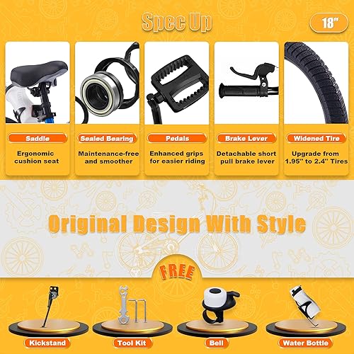 Miniatura 3 de RoyalBaby Kids Bike Freestyle Classic & EZ Balance Pedal Switchable Bicycle, 12 14 16 18 Inch, 3-10 Years Toddler to Big Kids