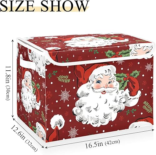 Miniatura 3 de xigua Contenedores de almacenamiento de Papá Noel de Navidad con tapas y asa de transporte, cajas de almacenamiento plegables, contenedores