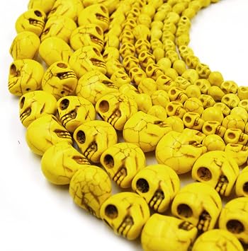 Howlite Skull Beads - Dyed Skull Shaped Beads Available in Sizes 8mm, 10mm, 15mm, and 18mm. 6mm x 8mm Rainbow