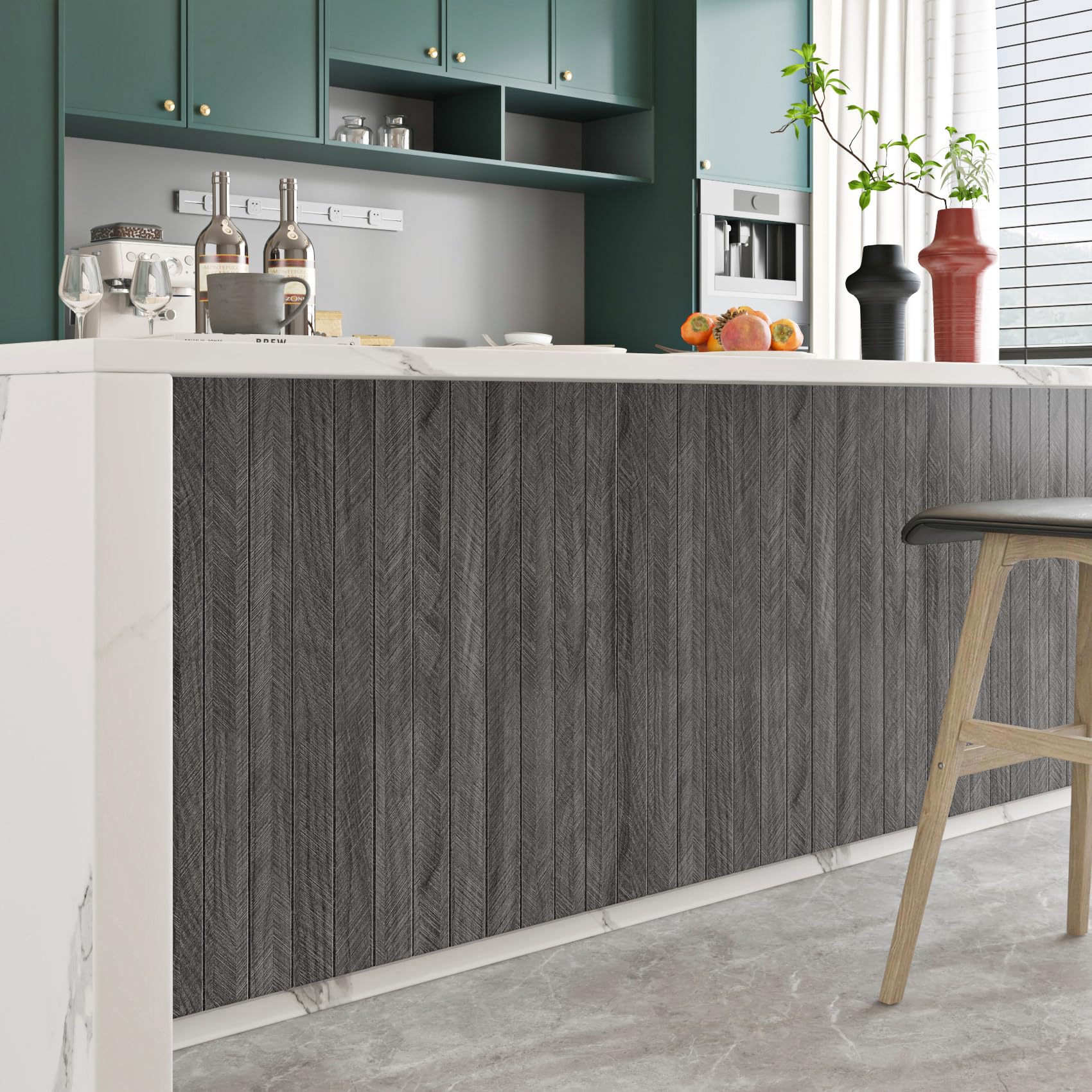ReWallpaper Rotolo Pannelli Murali Adesivi Legno Grigio 60CMx5M Carta Da Parati In Schiuma Adesiva 3d per Soggiorno Sala Musica Decorativo Insonorizzato Pannello Rivestimento Parete Lavanderia